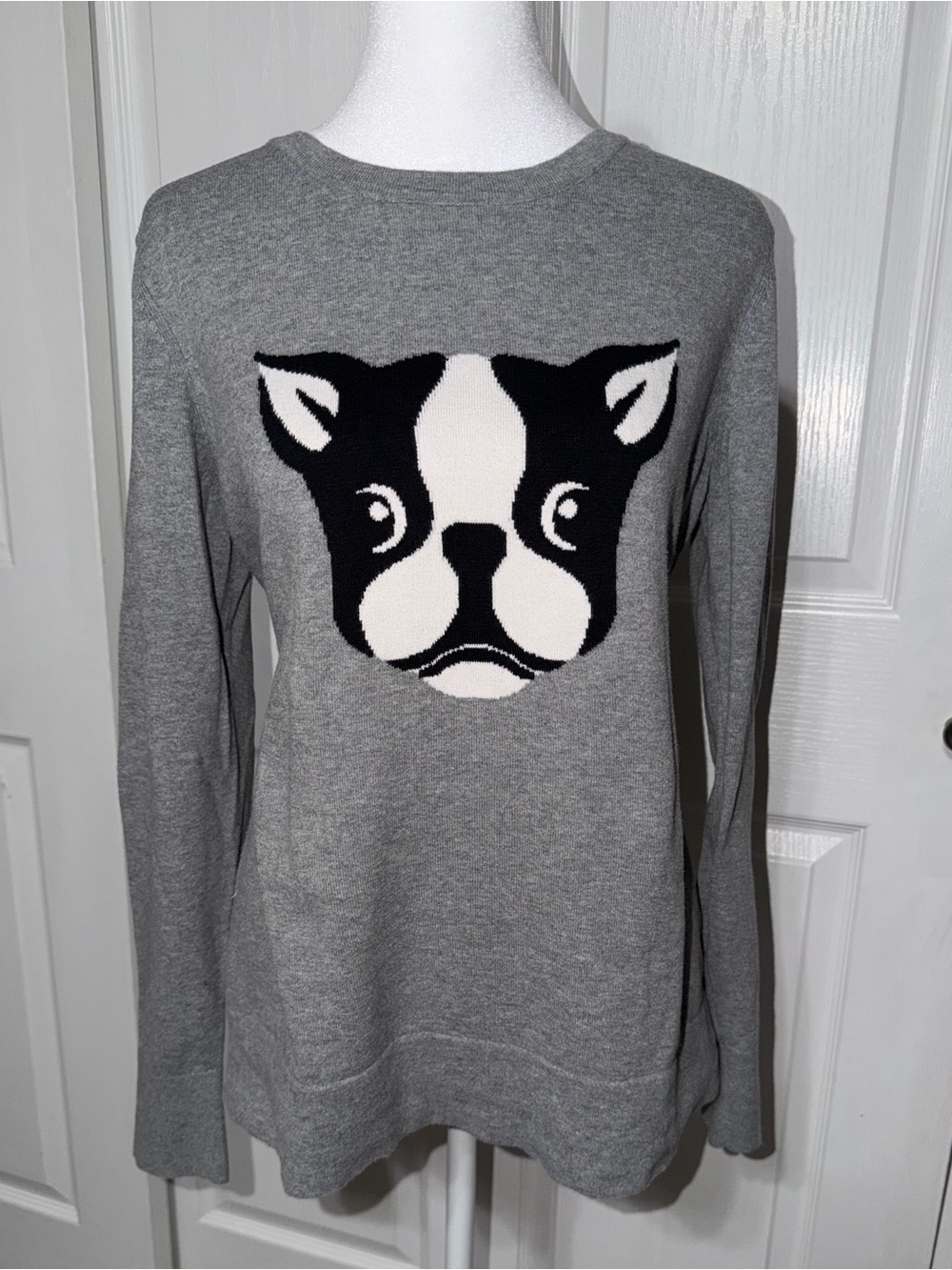 G.H Bass & Co. Knit Boston Terrier Dog Graphic Pullover Sweater-M